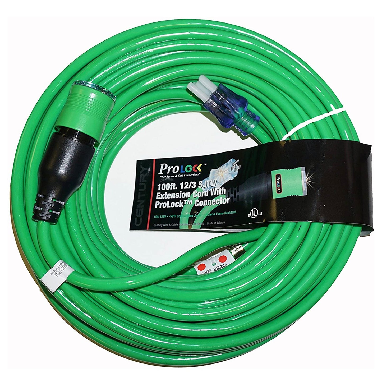 ProLock 12 Gauge 3 Conductor SJTW 100 Foot Extension Cord - Green