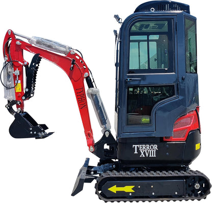 4,000 lbs Terror XVIII Mini Excavator, EPA Certified KUBOTA D902 Diesel Machine