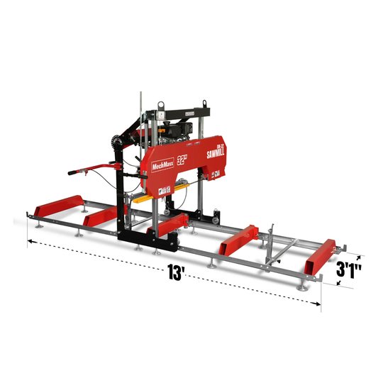 32" Portable Sawmill, KOHLER CH440 429cc E-Start Gasoline Engine, 29" Board Width, 13' Track Length , SM-32